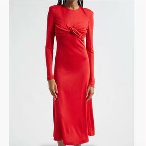 NEW Farm Rio red long sleeve dress twist front XS